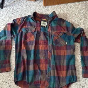 Blue and Red Casual Button Down flannel